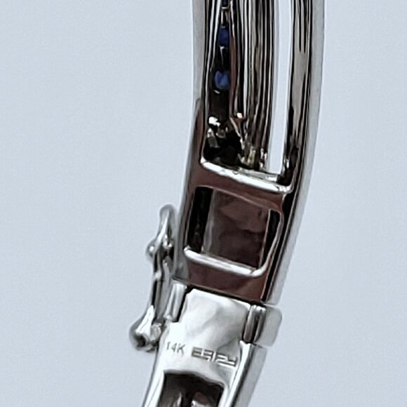 EFFY Royale Bleu 14K White Gold Blue Sapphire & Diamond Bangle, 1.47 TCW - Picture 3 of 8